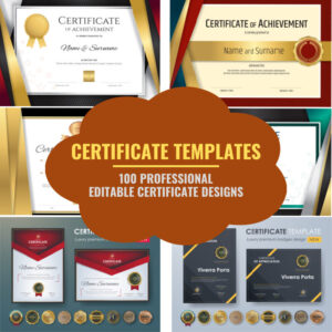 100 Professional Editable Certificate Designs